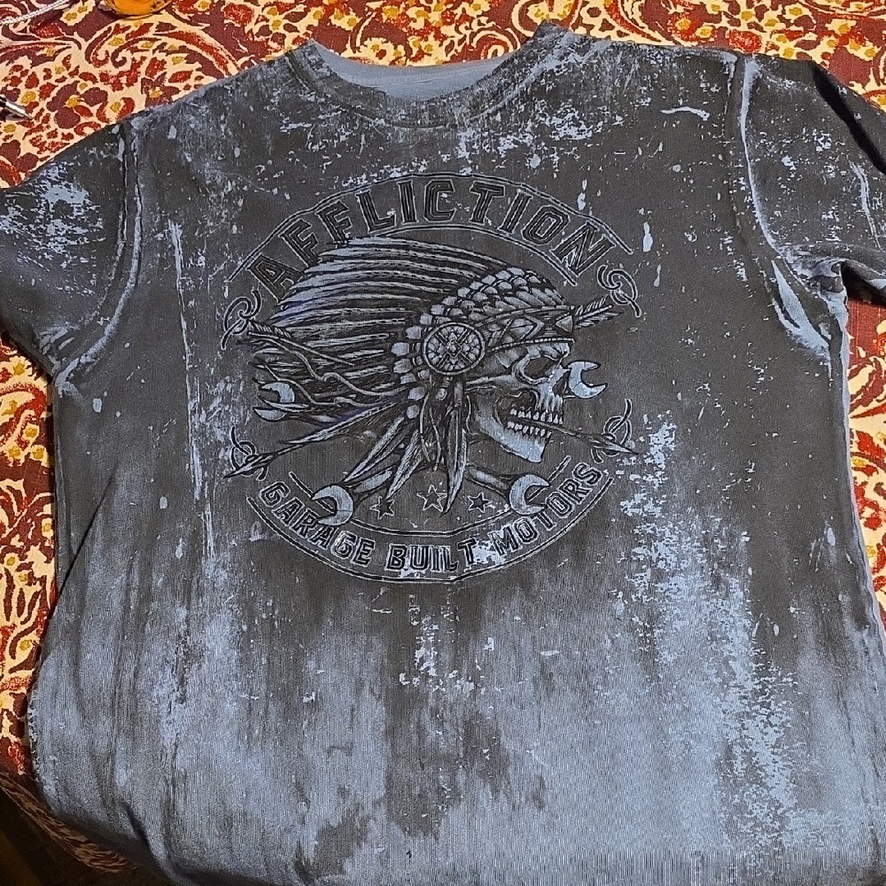 Affliction Black Short Sleeve Tee with Vintage Graphic